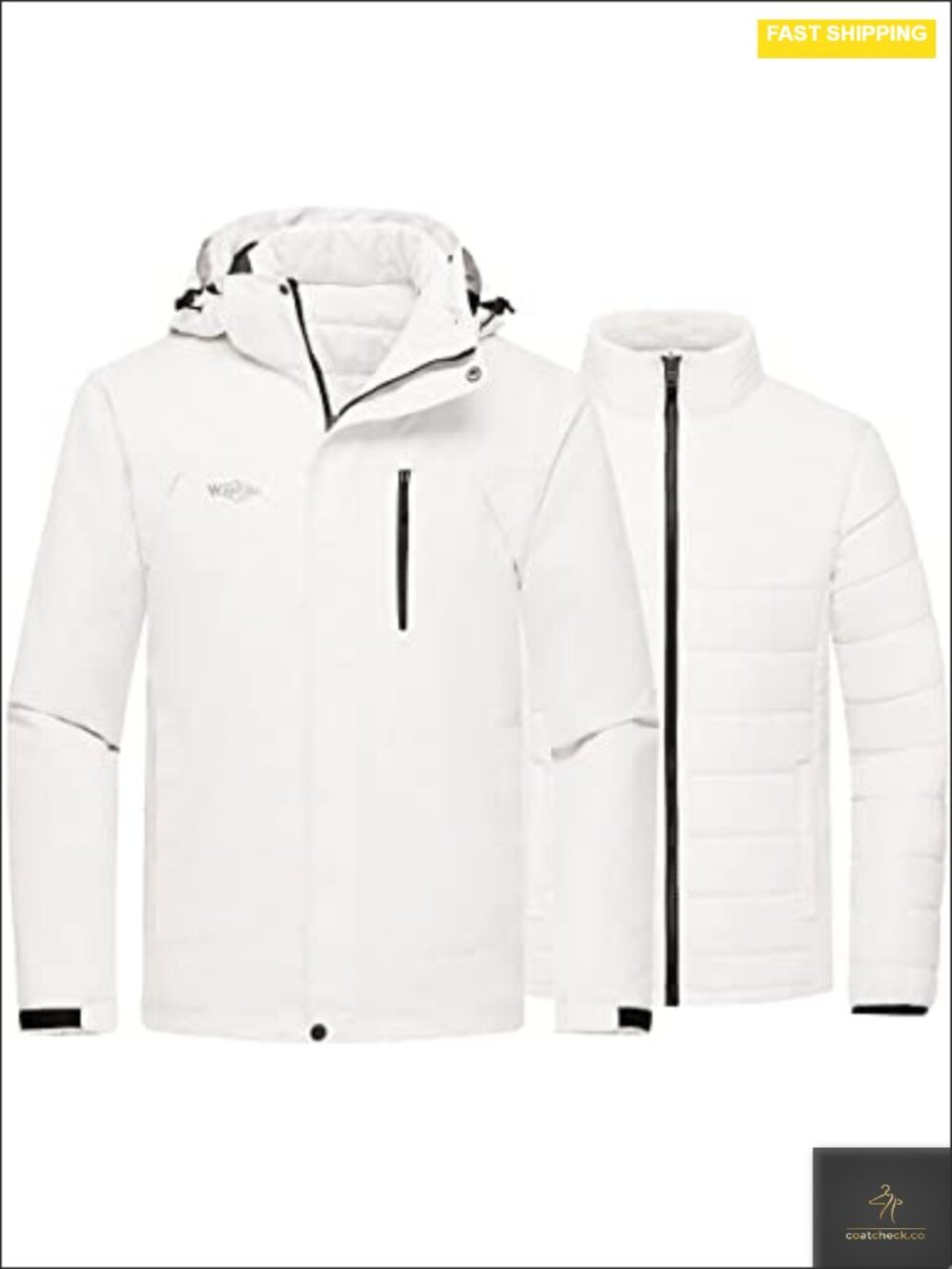 3-in-1 Waterproof Ski Jacket Men's Detachable Puffer Winter